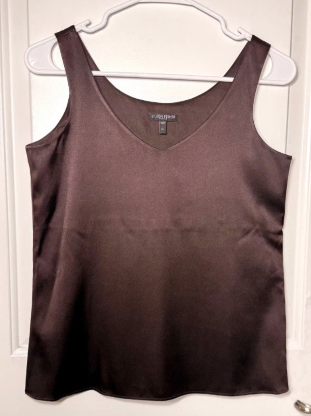 Eileen Fisher Brown V-Neck Camisole Tank 95%silk